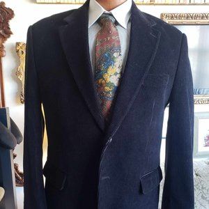 Ralph Lauren vintage Blue Corduroy sports coat with pink paisley lining 44R